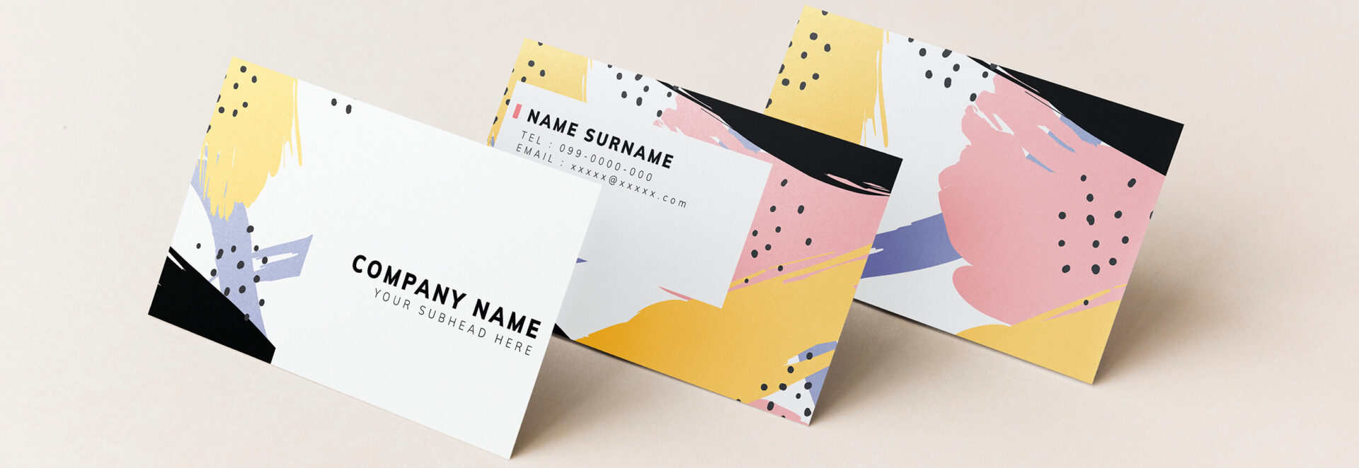 Colorful business cards mockup design