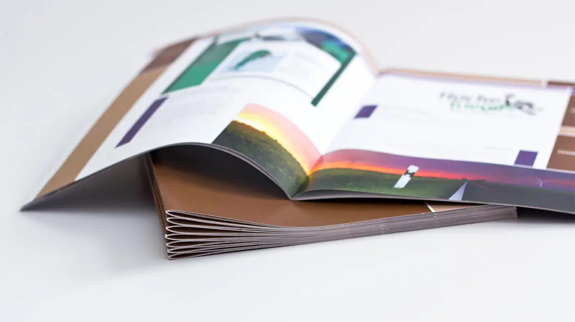 printed brochures with saddle stitching from the printing house