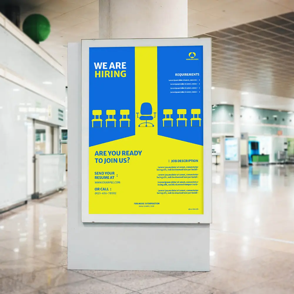 poster design concept on light box in airport